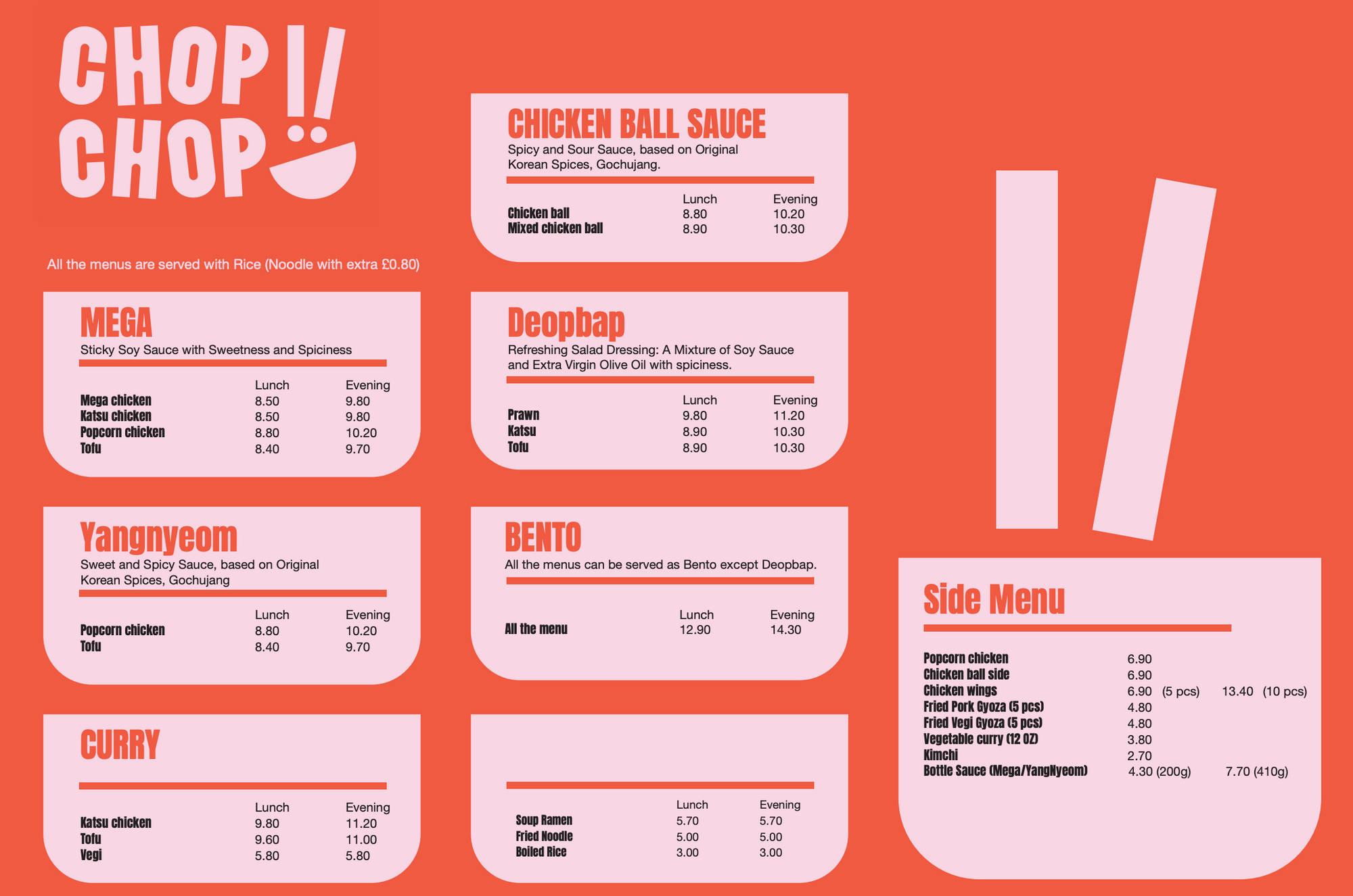 Chop Chop Liverpool Menu